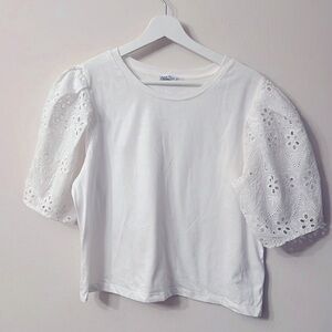 Zara puff sleeve blouse top size L